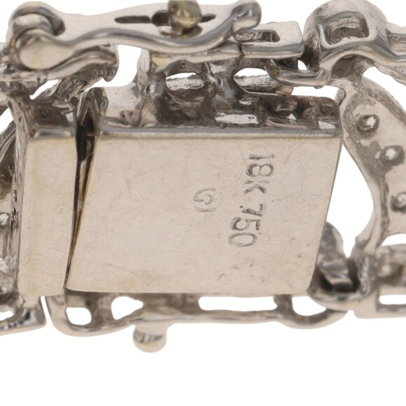 White Gold Diamond Bracelet 6 1/2" - 18k Round Brilliant 3.30ctw - Picture 7 of 8